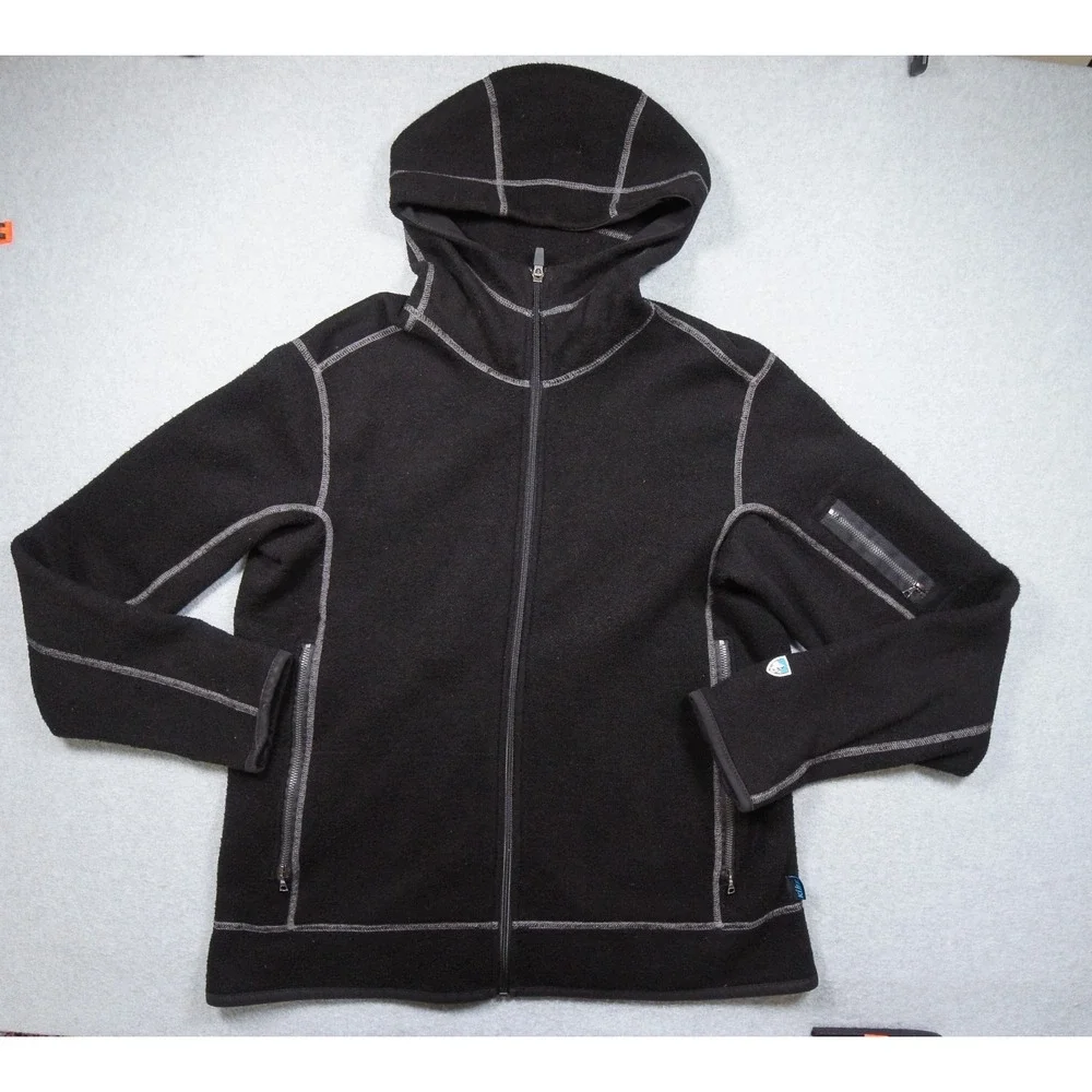 Kuhl Jacket Mens Large Black Interceptr Fleece Hoodie Full Zip Outdoors Adult
